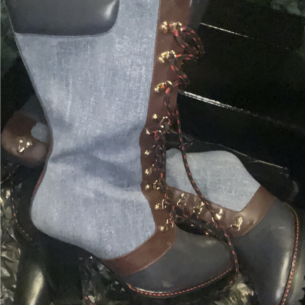 Elegant Black and Brown Lace-Up Boots